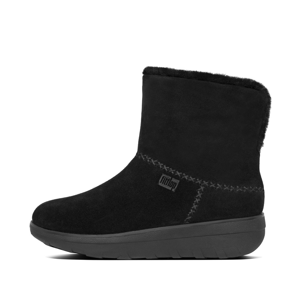 Fitflop Womens Boots Black - Mukluk Shorty Shearling Lined Suede Ankle - IL8479631